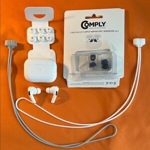 Apple AirPods Pro 2 Earbuds with Apple & Comply tips and 2 silicone lanyards